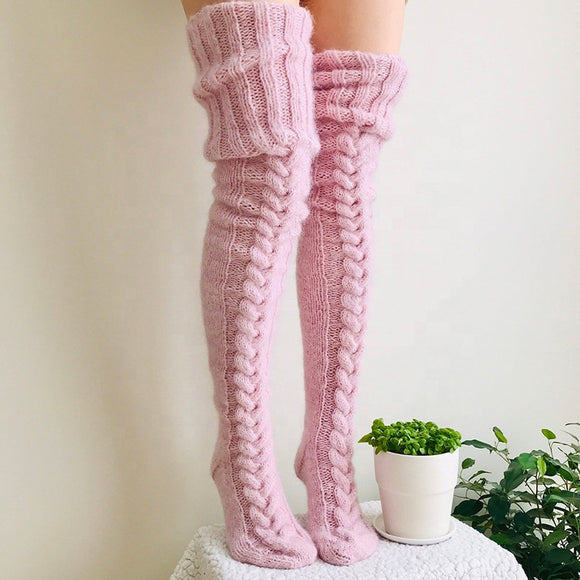 Over the knee cable knitted warm comfy boot socks