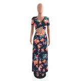 Siri Floral 2 piece crop top skirt set