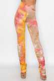 Comfy tie dye ruched side ruffle joggers pants