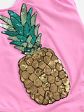 Pink sequined pineapple one piece monokini bikini swimsuit
