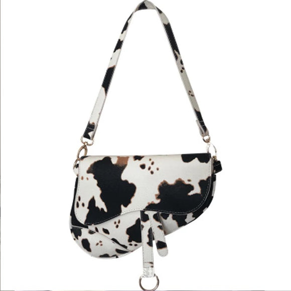 Classic luxury Animal print saddle handbag