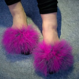“Icon dolls” aqua collection fur fluffy fuzzy slides slippers