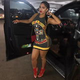Guns and roses vintage lace up side fashion dress