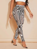 Women high waist zebra swirl mesh leggings