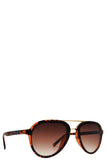 Retro Aviator With Brow Bar Flat Lens Plastic Sunglasses