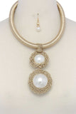 Pearl Bead Metallic Thread Necklace