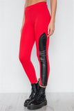 Faux Leather Sides Mid-rise Leggings