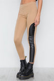 Faux Leather Sides Mid-rise Leggings