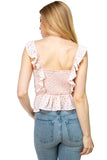 Polka Dot Smocked Ruffle Crop Top