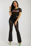 Lace, Full Length, High Waisted Pants In A Bodycon Fit