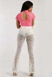 Lace, Full Length, High Waisted Pants In A Bodycon Fit