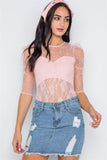 Floral Lace Combo Sheer Evening Bodysuit