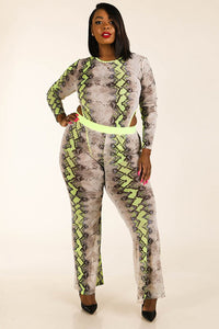 Snake Printed Mesh Bodysuit & Leggings Set