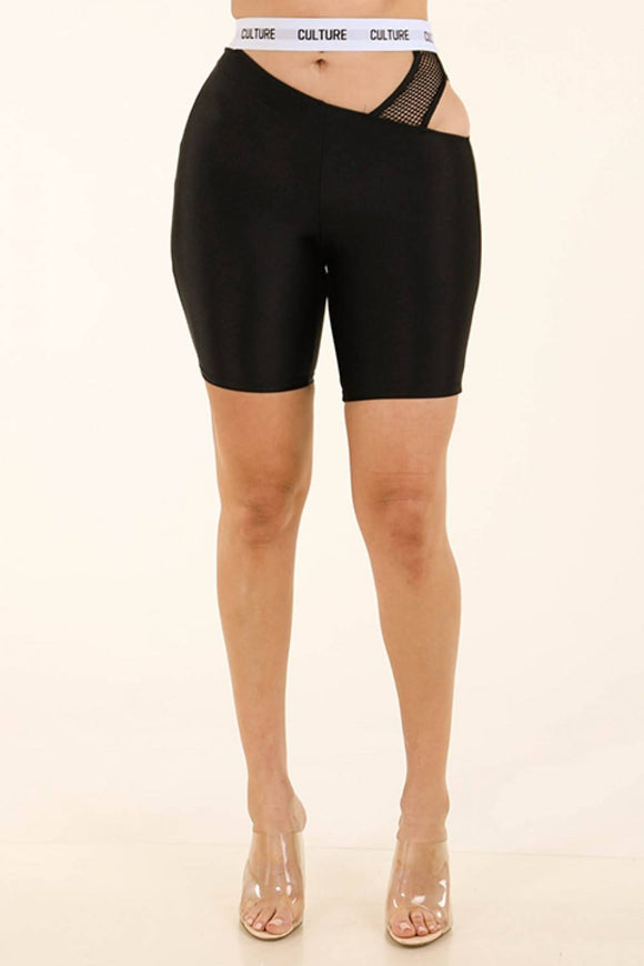 Fishnet Contrast Cutout Shorts