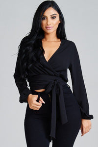 Solid Kibosh Tie Wrap Around Top