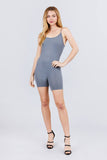 Round Neck W/adjustable Strap Cami Seamless Romper