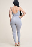 Solid Cotton Spaghetti Strap Catsuit