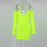 Pop candy neon off the shoulder bodycon dress