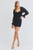 Long Puff Sleeve Ruched Mini Dress