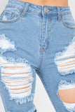 Distressed Straight Leg Jeans