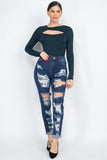 Distressed Straight Leg Jeans