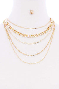 5 Layered Metal Chain Multi Necklace