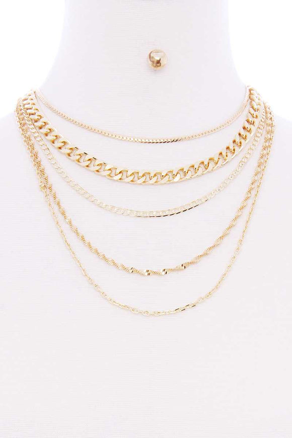 5 Layered Metal Chain Multi Necklace