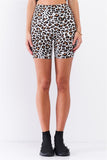 Leopard Print High Waisted Fitted Yoga Biker Shorts
