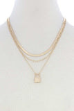 Lock Charm Flat Snake Chain Layer Necklace