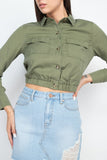 Elasticized Waist Flap Pockets Top