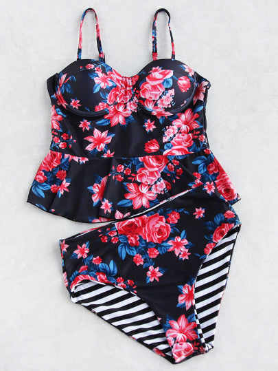 Peplum 2 piece floral bikini swimsuit set – Iconic Trendz Boutique