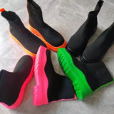 Women colorblock comfy ankle socks platform chunky boots