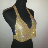 Glam rhinestone bodychain halter top