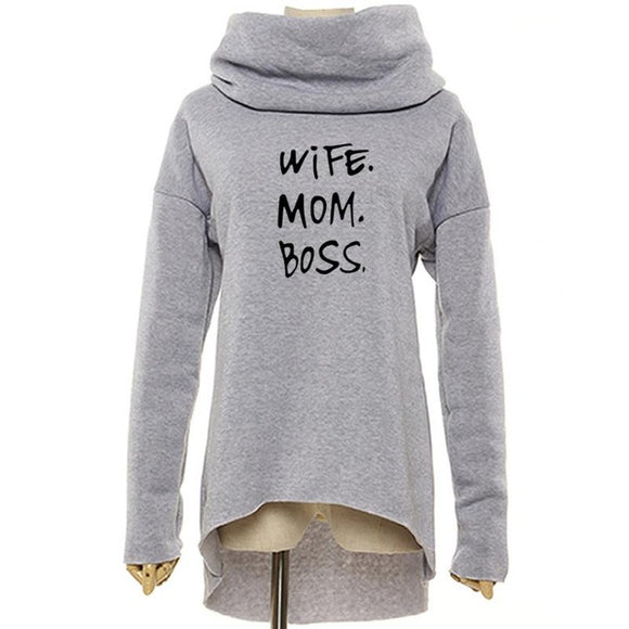 Wife mom boss oversize turtle neck sweater