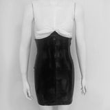 Princess latex faux leather corset lace up high waist skirt