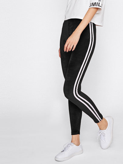 Side stripe velvet leggings – Iconic Trendz Boutique