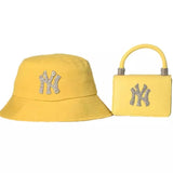 Luxury rhinestone ny handbag with matching ny bucket hat