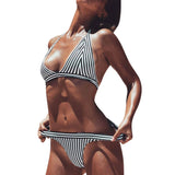 “All in” Stripe 2 piece bikini swimwear