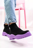 Women colorblock comfy ankle socks platform chunky boots