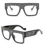 Iconic eyewear- crystal glitter oversize retro sunglasses
