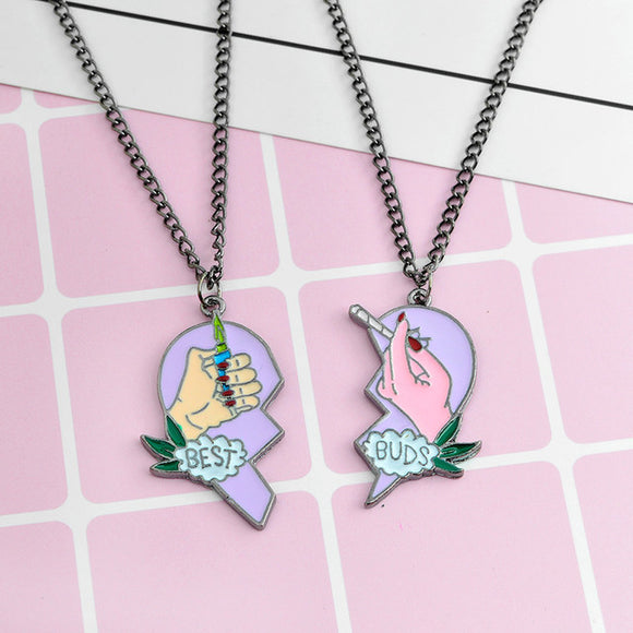 Funny Best buds best friends BFF matching necklace