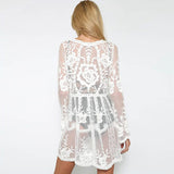 Sheer lace detail swimsuit coverup dress