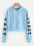 East Coast Text crop hoodie sweater