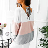 Stripe Tie back oversize fashion sweater top