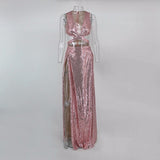 “Heiress” high split cutout long maxi dress
