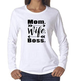 Mom wife boss long sleeve printed tshirt