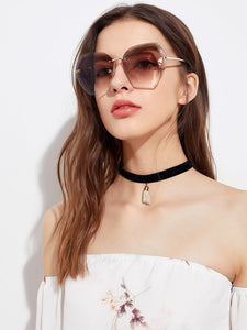 Rimless oversize fashion sunglasses