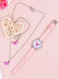 3pcs butterfly necklace bracelet watch set gift set
