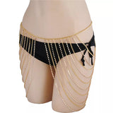 Stylish rhinestone Boho drape chain belt skirt
