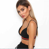 Trendy Green and red band crop top bralette